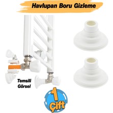 Badem10 Banyo Havlupan Borusu Kalorifer Petek Boru Gizleme Apratı Plastik Beyaz Saklama Aparatı (2 Adet)
