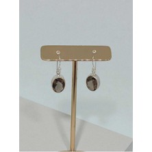 Lunel Silver Faset Kesim Dumanlı Kuvars Taşlı 925 Ayar Gümüş El Işçiliği Küpe