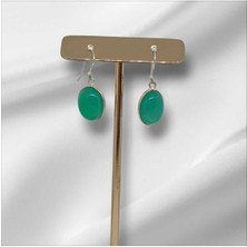 Lunel Silver Yeşil Akik Taşlı 925 Ayar Gümüş El Işçiliği Küpe