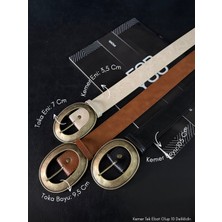 Fiori 3'lü Oval Antik Tokalı Kadın Pantolon Kemeri, Ceket Kemeri, Gömlek Kemeri, Elbise Kemeri