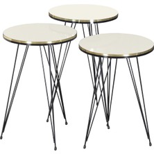 Zigon Sehpa Siyah Tel Ayak Çift Altın Krem 1047