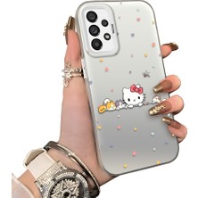 Ucuc Samsung Galaxy A73 Uyumlu Silikon Kenar Sert Arka Anti Düşme Kılıfı Hello Kitty