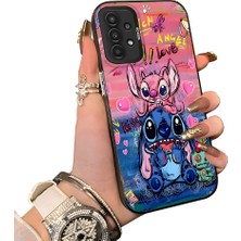 Ucuc Samsung Galaxy A13 Uyumlu Silikon Kenar Sert Arka Anti Düşme Kılıfı Stitch Deseni