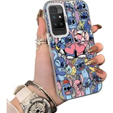 Ucuc Redmi 10 2022 Uyumlu Silikon Kenar Sert Arka Anti Düşme Kılıfı Stitch Deseni