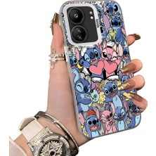 Ucuc Redmi 13C Uyumlu Silikon Kenar Sert Arka Anti Düşme Kılıfı Stitch Deseni