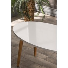 Orta Sehpa  Torna Ayak Elips Beyaz Ahşap