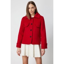 Ekol Kadın Kısa Kaşe Kırmızı Kaban 06081