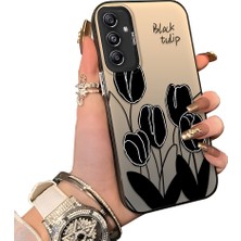 Ucuc Samsung Galaxy M34 5g Uyumlu Silikon Kenar Sert Arka Anti Düşme Kılıfı Lale Deseni