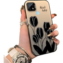 Ucuc Realme C21 Uyumlu Silikon Kenar Sert Arka Anti Düşme Kılıfı Lale Deseni