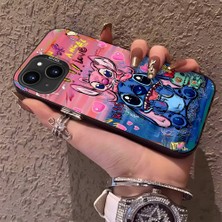Ucuc iPhone 14 Plus/15 Plus Uyumlu Silikon Kenar Sert Arka Anti Düşme Kılıfı Stitch Deseni