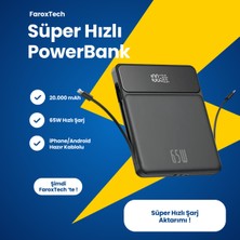 FaroxTech 65W Süper Hızlı Şarj Powerbank | 20.000 Mah | Laptop & Telefon Uyumlu | Dijital Göstergeli
