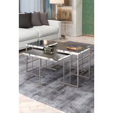 Orta Sehpa ve Zigon Sehpa Solo Set Gümüş Bendir