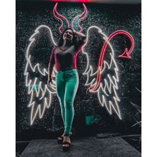 Disa Neon LED Duvar Dekoratif Aydınlatma -Melek,şeytan,kanat, 3 Parça(Sol KANAT:105X45CM)-