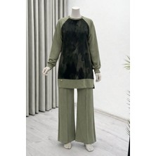 Önü Ipek Kupra Kumaş Yanları Gold Fermuar Detaylı Bambu Pike Tesettür Takım