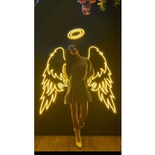 Disa Neon LED Duvar Dekoratif Aydınlatma -Melek Kanat, 3 Parça(Tek KANAT:65X30CM)-
