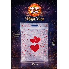 Dekals 1 Adet Battal Boy Fermuarlı Şeffaf Desenli El Geçmeli Poşet Sevgililer Günü Hediye Paketi