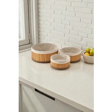 Floria 3’lü Yuvarlak Bambu Organizer Sepet Seti (25 / 20 / 16 Cm)