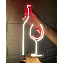 Disa Neon LED Duvar Dekoratif Aydınlatma -Şişe Kadeh,şarap, 40X16CM-