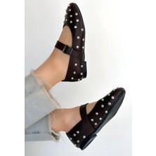 OEY Fashions Ritta Kahverengi Cilt Kemerli Babet Ayakkabı