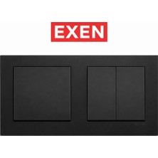 Exen Metalik Siyah Anahtar+Komütatör 2'li Set