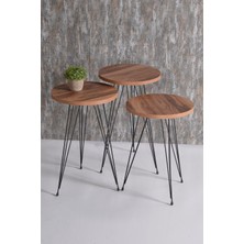 Zigon Sehpa 3 Lü Krem Ahşap Tel Ayak