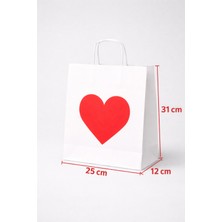 Dekals 5 Adet Tek Kalpli Beyaz Kraft Hediye Paketi Sevgililer Günü Hediye Paketi 25X12X31