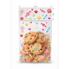 Dekals 13X23 Şeker Desenli Opp Gıdaya Uygun Bantlı Şeffaf Hediye Poşeti Hurma Lokum Çikolata Poşeti 25 Adet