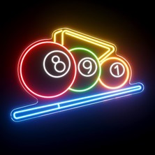 Disa Neon LED Duvar Dekoratif Aydınlatma -Bilardo, 90X50CM-