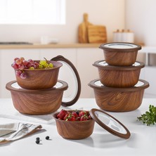 Evelin Yuvarlak Saklama Kabı Set Maun 3'lü