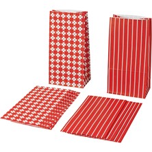 Hobiurun Hediye paketi , kırmızı-beyaz, 15x30 cm, 12 adet