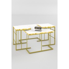 Orta Sehpa ve Zigon Sehpa Solo Set Gold Beyaz