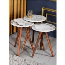 Zigon Sehpa 3'lü Ahşap Torna Ayak Efes