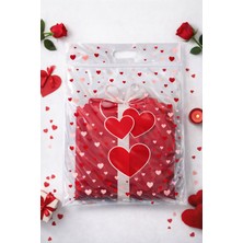 Palifix 5li Büyük Boy Kilitli El Geçmeli Kalp Desenli Fermuarlı Hediye Poşeti (Sweat, Mont Vs Uygun)