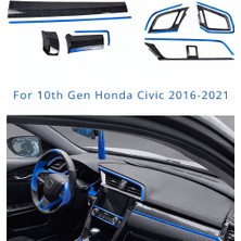 Stilix Garage Honda Civic 2016-2021 Için 10. Nesil Panel Karbon Kaplama 11 Parça Mavi Detaylar