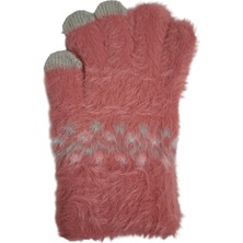 Spteks Kitti 4-8 Yaş Kız Çocuk Pembe Renk Düz Desen Kışlık Örme Eldiven