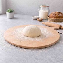 70 cm Yuvarlak Ahşap Hamur Açma Tahtası – Tezgah Üstü Bazlama ve Yufka Tahtası