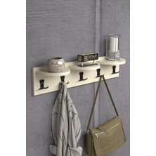 Askılık Duvar Elbise Askılığı Portmanto Krem 80 cm