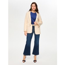 Faik Sönmez Beli Tünelli Astarsız Örme Blazer Ceket S26CKT007