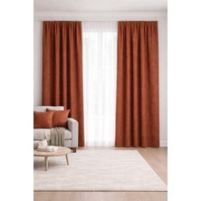 Shy Tekstil Lüks 1.sınıf Elegance Series Kiremit Rengi Petek Kadife Dokulu Tek Kanat Düz Dikim Adafon Perde
