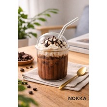 Nokka Kapaklı Pipetli Borosilikat Sunum Bardağı, Isıya Dayanıklı Bardak 550 ml