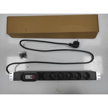 19" 1u 6'lı Sigortalı Aluminyum Rack Kabin Grup Priz Pdu