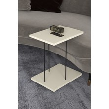 Yan Sehpa Tekerlekli Servis Sehpası Hnd Dikdörtgen Krem