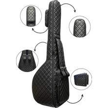 Erga Müzik Saz Kılıfı Suni Deri Kalın Kılıf Kapitoneli Kısa Sap Bağlama Kılıfı