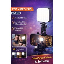 vooka Cep Video Işığı – Telefon & Kamera Için LED Video Çekim Işığı, Taşınabilir Vlog Selfie Işığı, Ayarlanabilir Montajlı, 3 Parlaklık Modlu Video Aydınlatma
