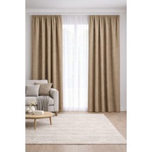 Shy Tekstil Lüks 1.sınıf Elegance Series Bej Rengi Petek Kadife Dokulu Tek Kanat Düz Dikim Adafon Perde