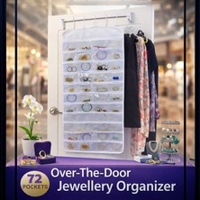 Direkstoktan Asılabilir Bujiteri Takı Düzenleyici 72 Bölmeli / Hanging Jewelry Organizer 72 Earrings Bracelets Watches Rings Pockets