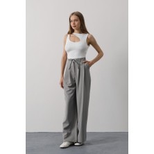 Etiler Collection Pileli Bağcıklı Oversize Pantolon - Gri