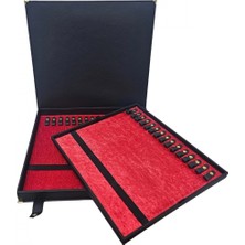 Özer Kutu 30 Lu Tesbih Kutusu ve Çantası Siyah Deri (Çıtçıtlı) 34X38 cm