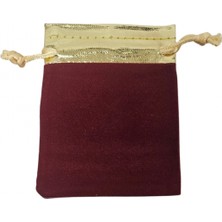 Özer Kutu Kadife Üstü Altın Şeritli Bordo 50 Adet 7x9 cm Boy Takı, Altın ve Hediye Kesesi