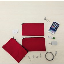Özer Kutu Kadife (Süet)Cüzdan Kese Kırmızı 25 Adet 12X19 Boy Takı, Altın Kesesi (Fermuarlı)